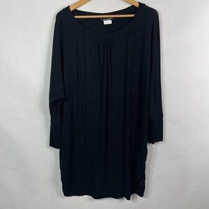 Marina Ridaldi Romania Long Sleeve Jersey Pleated Front Crewneck T Shirt Tunic